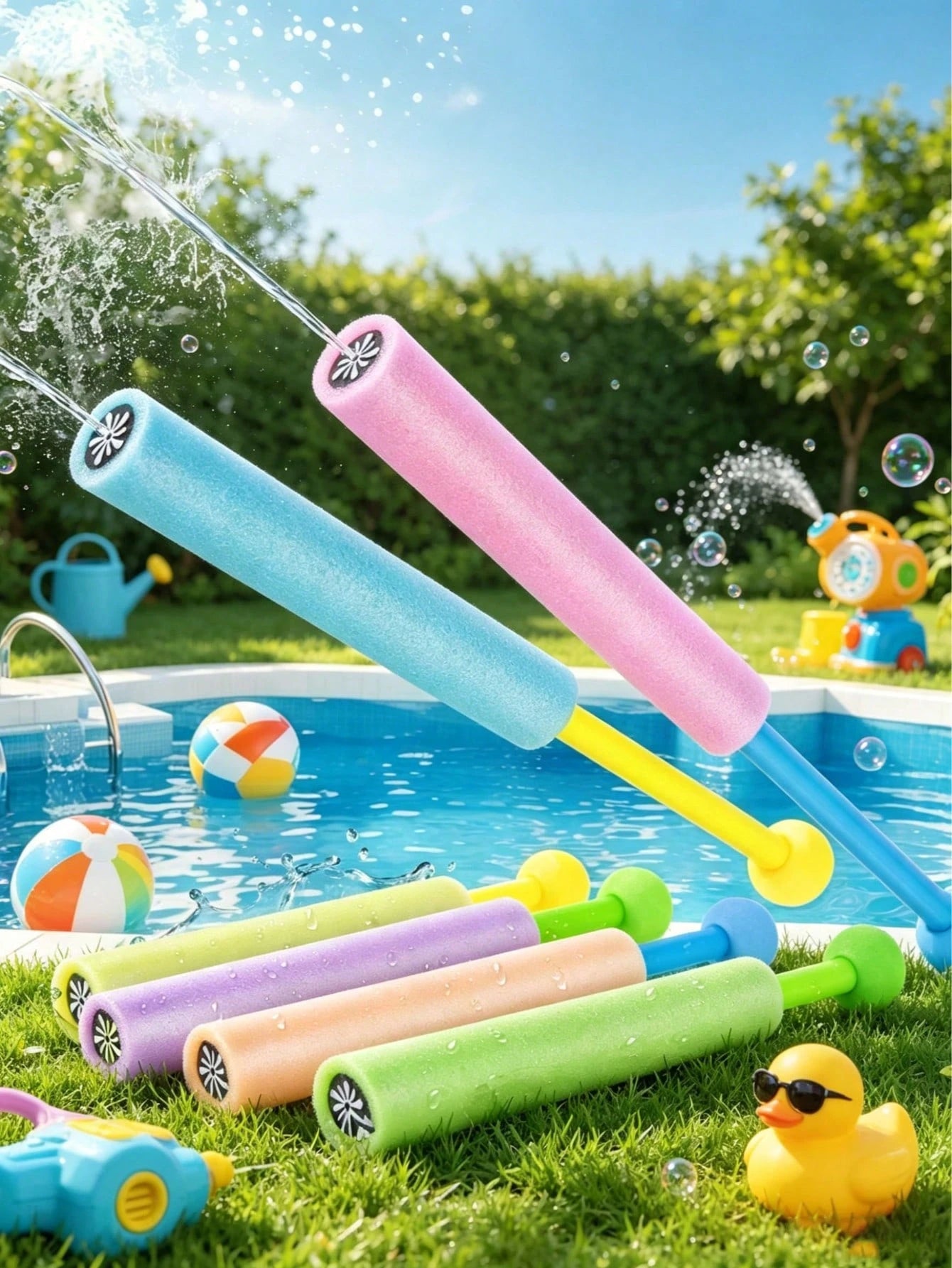 1/2/3pcs Fun Foam Water Sprayer With Ergonomic Round Handle Floating Summer Outdoor Essential For Family Gathering Pool Water Sprayer For Camping Water Park Summer Essentials Party Supplies Outdoor Wa