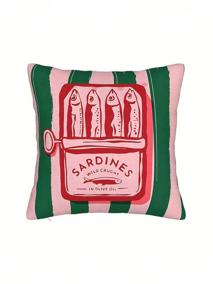 1/2/4 Pcs Herring Pattern, Colorful Minimalist Food Design Retro Decorative Throw Pillow Covers, Suitable For Living Room, Bedroom, Sofa, Bedding Decoration, Soft Machine Washable Cushion Covers (17.7