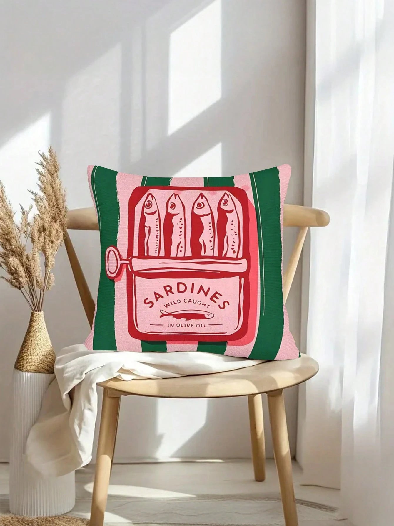 1/2/4 Pcs Herring Pattern, Colorful Minimalist Food Design Retro Decorative Throw Pillow Covers, Suitable For Living Room, Bedroom, Sofa, Bedding Decoration, Soft Machine Washable Cushion Covers (17.7