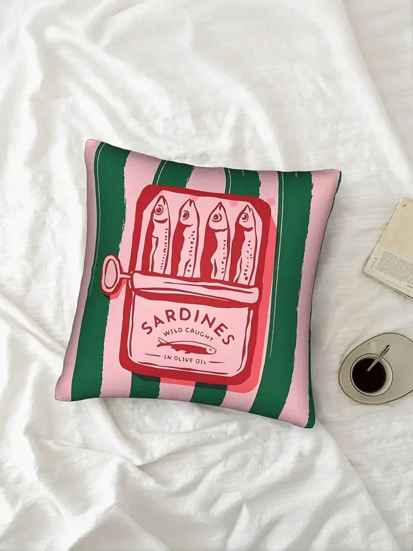 1/2/4 Pcs Herring Pattern, Colorful Minimalist Food Design Retro Decorative Throw Pillow Covers, Suitable For Living Room, Bedroom, Sofa, Bedding Decoration, Soft Machine Washable Cushion Covers (17.7