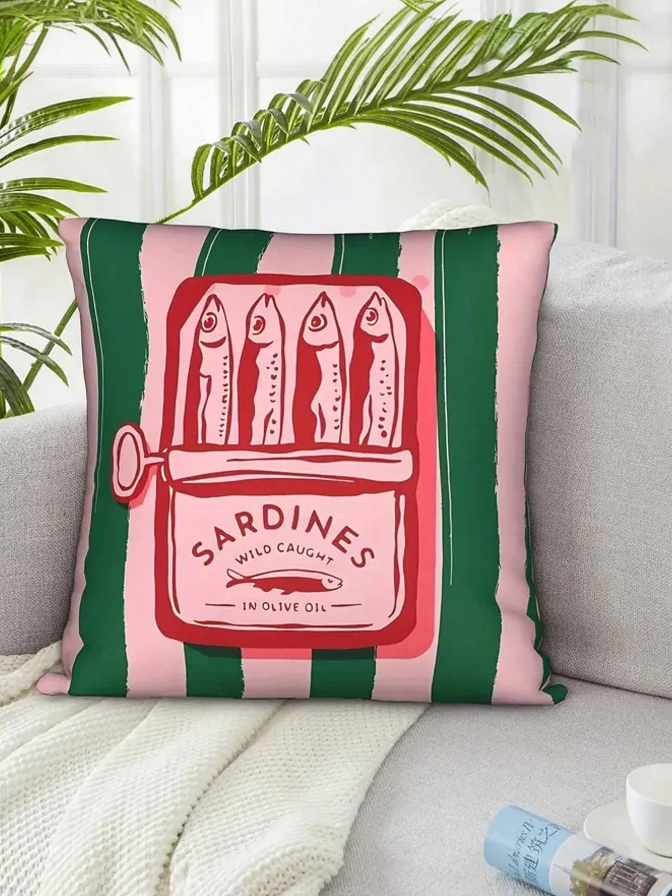 1/2/4 Pcs Herring Pattern, Colorful Minimalist Food Design Retro Decorative Throw Pillow Covers, Suitable For Living Room, Bedroom, Sofa, Bedding Decoration, Soft Machine Washable Cushion Covers (17.7