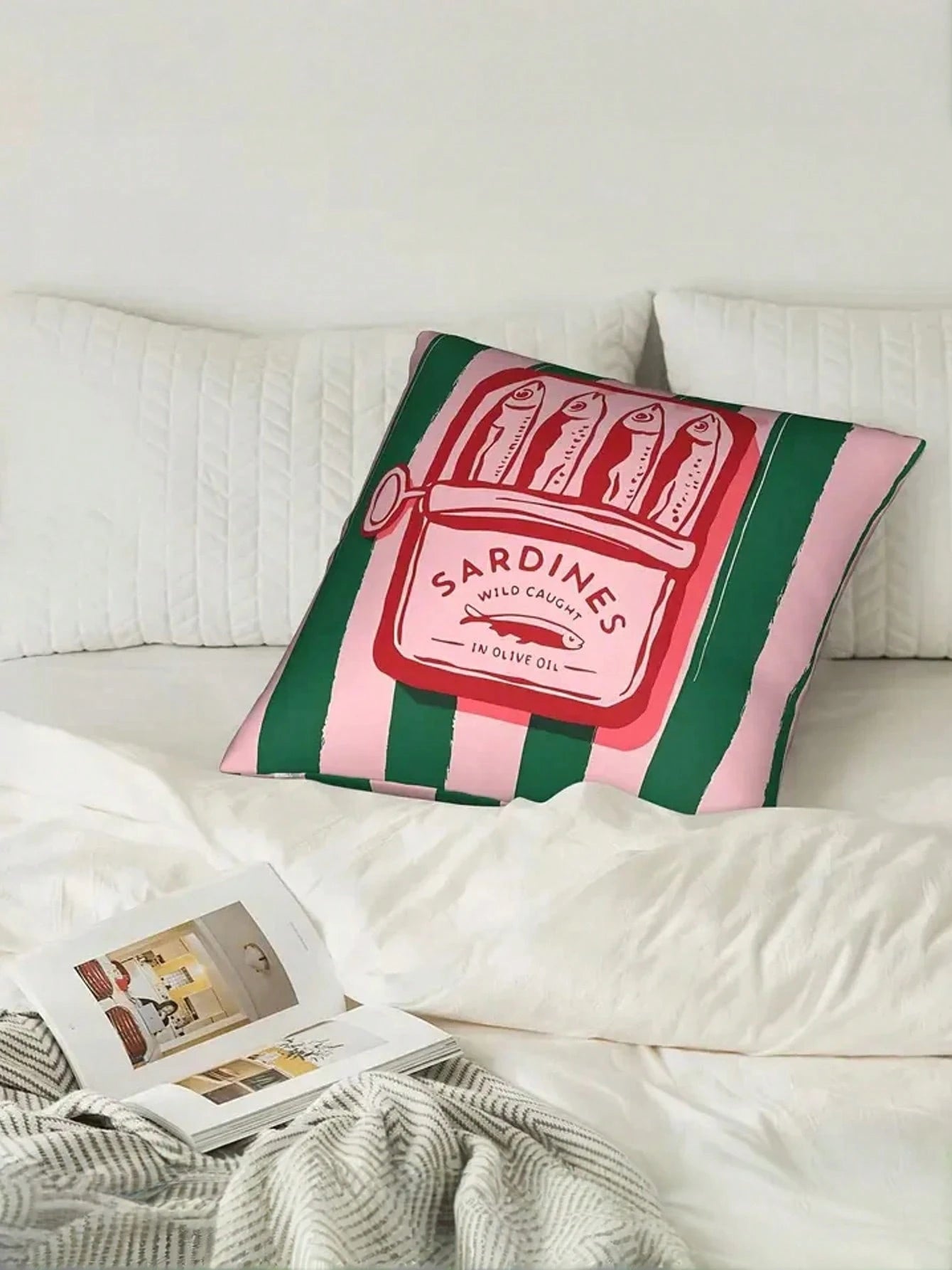 1/2/4 Pcs Herring Pattern, Colorful Minimalist Food Design Retro Decorative Throw Pillow Covers, Suitable For Living Room, Bedroom, Sofa, Bedding Decoration, Soft Machine Washable Cushion Covers (17.7