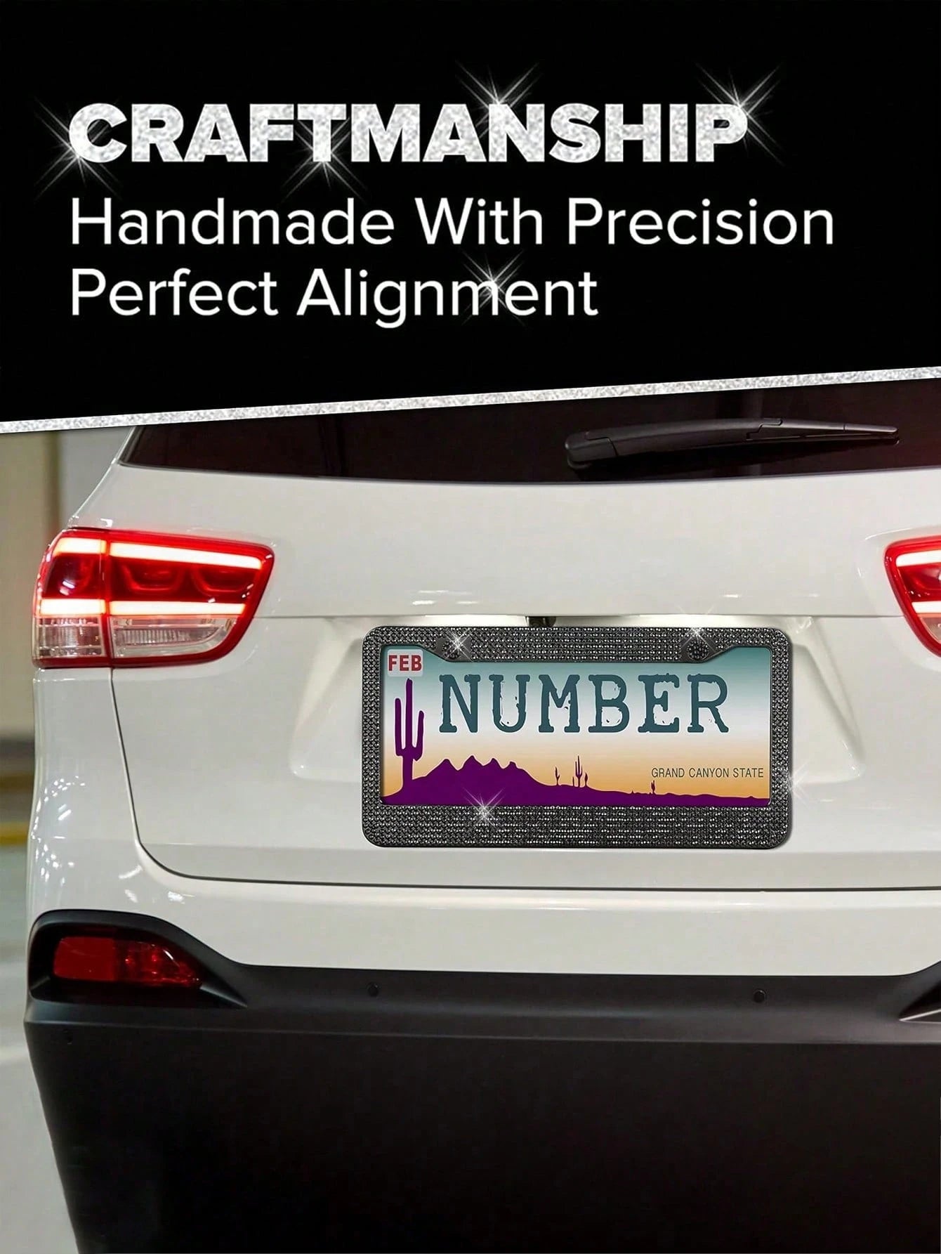 1/2 Pack Diamond Rhinestone Bling License Plate Frames For Women, Men- Sparkly Rhinestone Diamond License Plate Frame Glitter Bedazzleds License Plate Frame Bling Car Licence Plate Frame Holder Cover