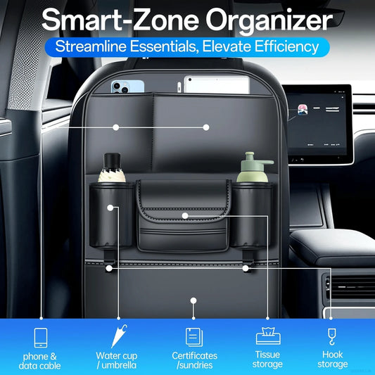 1/2pcs Car Seat Back Organizer, Waterproof Kick Mats With Storage Pockets, Universal Travel Accessories For Family
