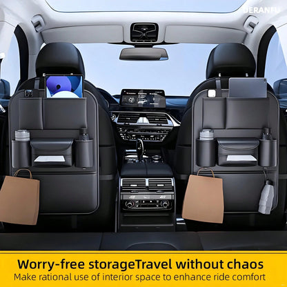 1/2pcs Car Seat Back Organizer, Waterproof Kick Mats With Storage Pockets, Universal Travel Accessories For Family