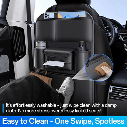 1/2pcs Car Seat Back Organizer, Waterproof Kick Mats With Storage Pockets, Universal Travel Accessories For Family
