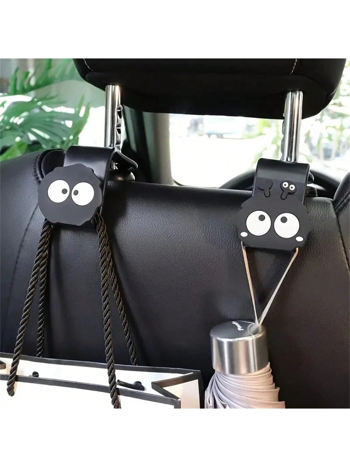 1/2pcs Cute Cartoon Charcoal Ball Car Seat Hooks, Universal Automotive Accessories, Perfect For Hanging Handbags, Wallets And Jackets