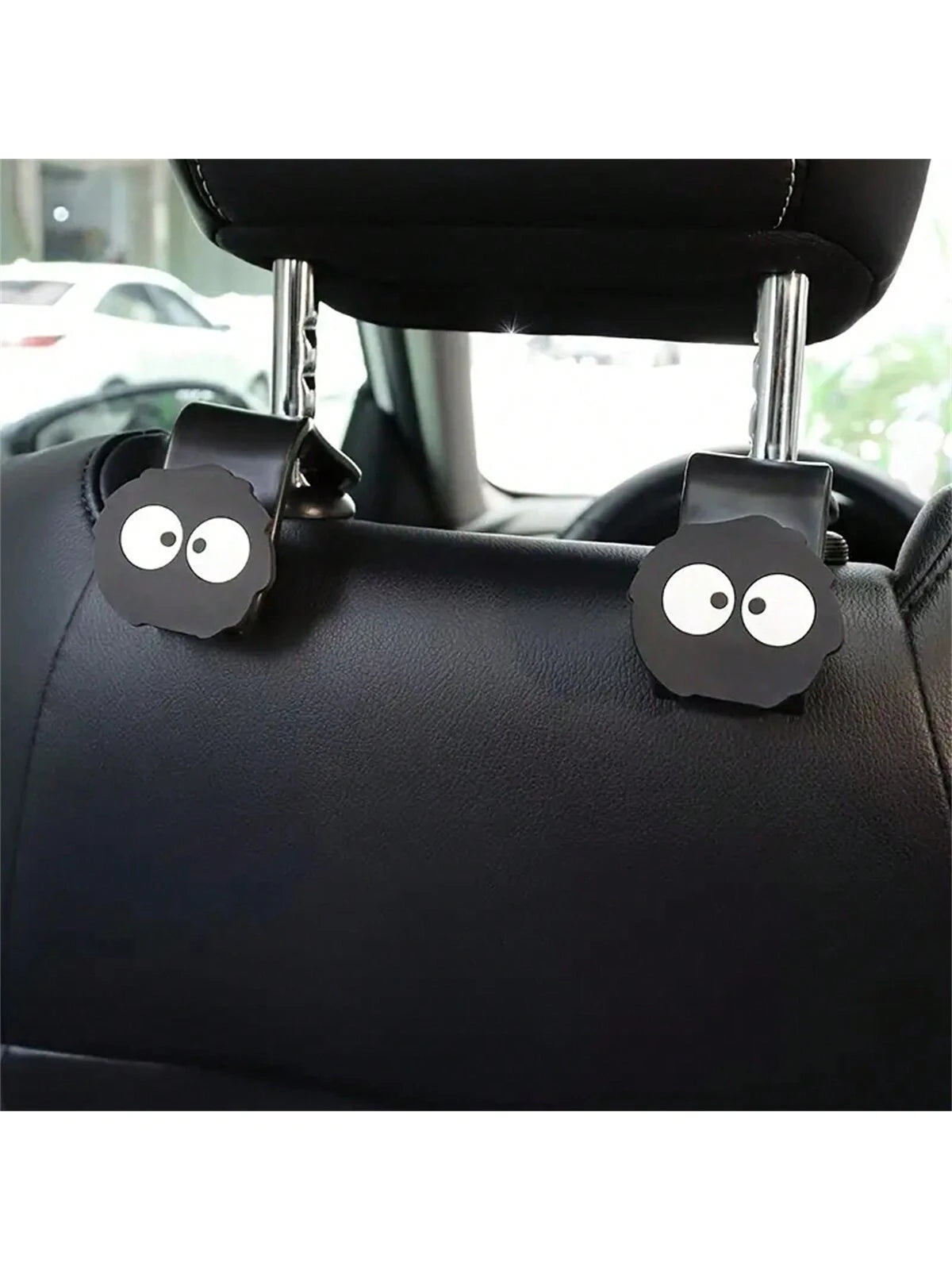 1/2pcs Cute Cartoon Charcoal Ball Car Seat Hooks, Universal Automotive Accessories, Perfect For Hanging Handbags, Wallets And Jackets