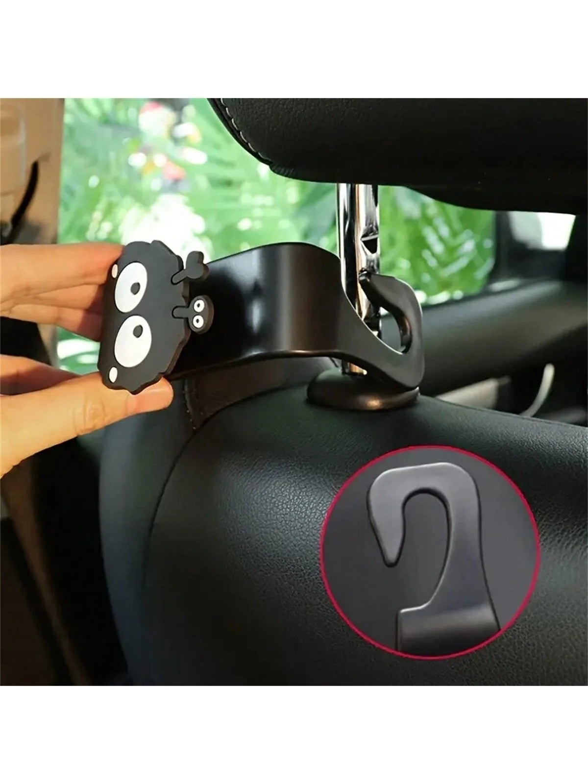 1/2pcs Cute Cartoon Charcoal Ball Car Seat Hooks, Universal Automotive Accessories, Perfect For Hanging Handbags, Wallets And Jackets