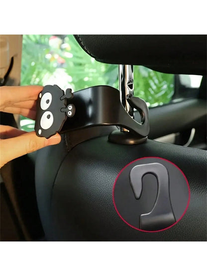 1/2pcs Cute Cartoon Charcoal Ball Car Seat Hooks, Universal Automotive Accessories, Perfect For Hanging Handbags, Wallets And Jackets