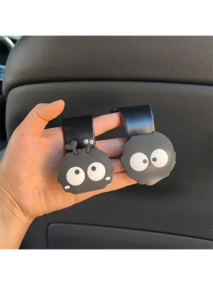 1/2pcs Cute Cartoon Charcoal Ball Car Seat Hooks, Universal Automotive Accessories, Perfect For Hanging Handbags, Wallets And Jackets