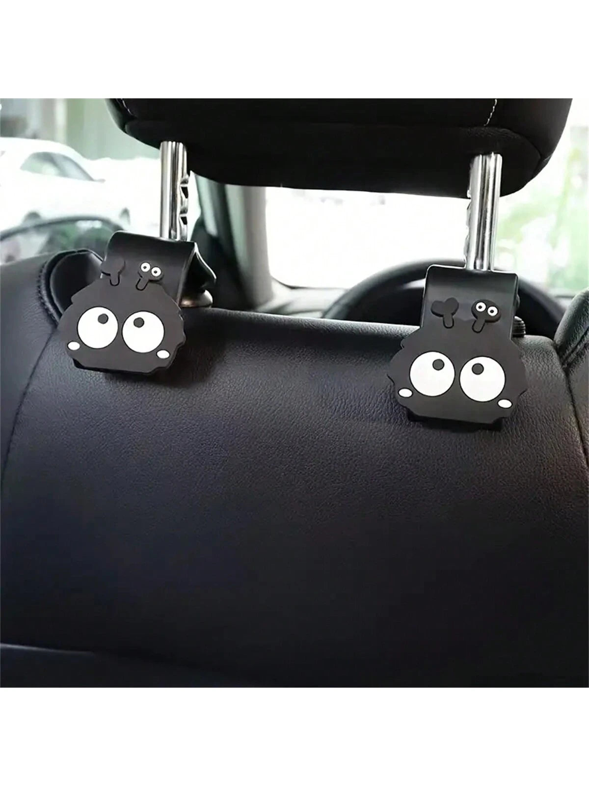 1/2pcs Cute Cartoon Charcoal Ball Car Seat Hooks, Universal Automotive Accessories, Perfect For Hanging Handbags, Wallets And Jackets