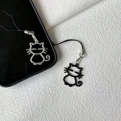 1/2pcs Hollow Cat Phone Chain Pendant, Fresh Girly Phone Chain, Simple Versatile Phone Decoration, Holiday Accessory, Universal USB Drive Exquisite Small Pendant