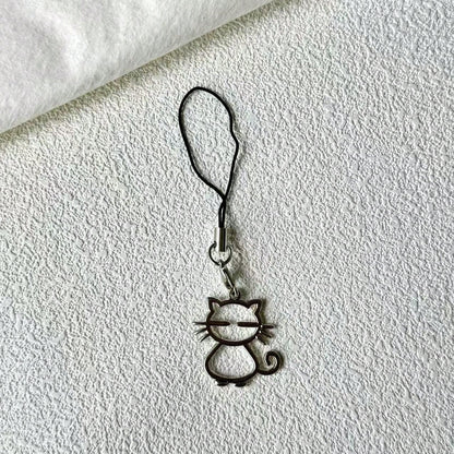 1/2pcs Hollow Cat Phone Chain Pendant, Fresh Girly Phone Chain, Simple Versatile Phone Decoration, Holiday Accessory, Universal USB Drive Exquisite Small Pendant