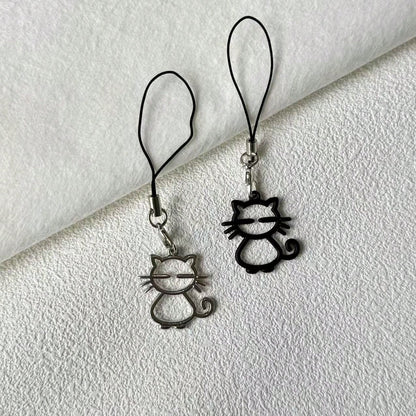 1/2pcs Hollow Cat Phone Chain Pendant, Fresh Girly Phone Chain, Simple Versatile Phone Decoration, Holiday Accessory, Universal USB Drive Exquisite Small Pendant