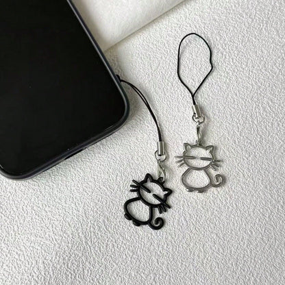 1/2pcs Hollow Cat Phone Chain Pendant, Fresh Girly Phone Chain, Simple Versatile Phone Decoration, Holiday Accessory, Universal USB Drive Exquisite Small Pendant