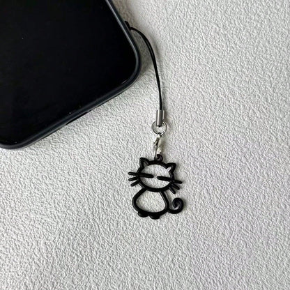 1/2pcs Hollow Cat Phone Chain Pendant, Fresh Girly Phone Chain, Simple Versatile Phone Decoration, Holiday Accessory, Universal USB Drive Exquisite Small Pendant
