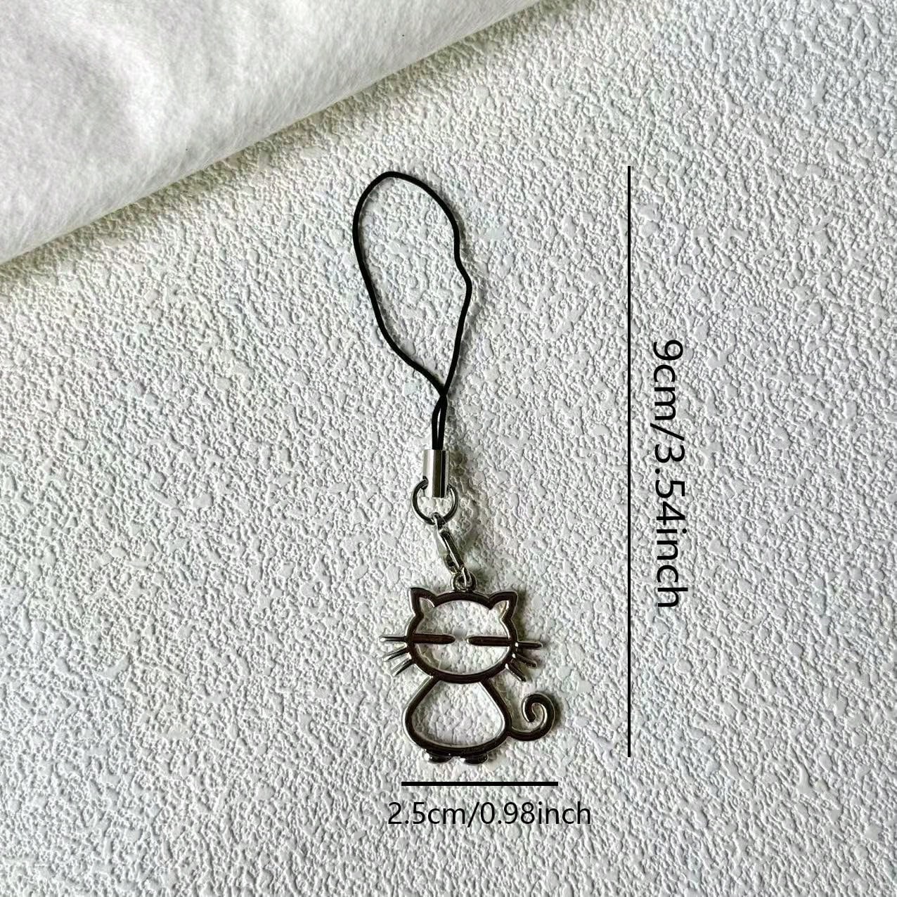 1/2pcs Hollow Cat Phone Chain Pendant, Fresh Girly Phone Chain, Simple Versatile Phone Decoration, Holiday Accessory, Universal USB Drive Exquisite Small Pendant