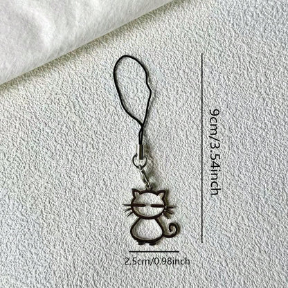 1/2pcs Hollow Cat Phone Chain Pendant, Fresh Girly Phone Chain, Simple Versatile Phone Decoration, Holiday Accessory, Universal USB Drive Exquisite Small Pendant