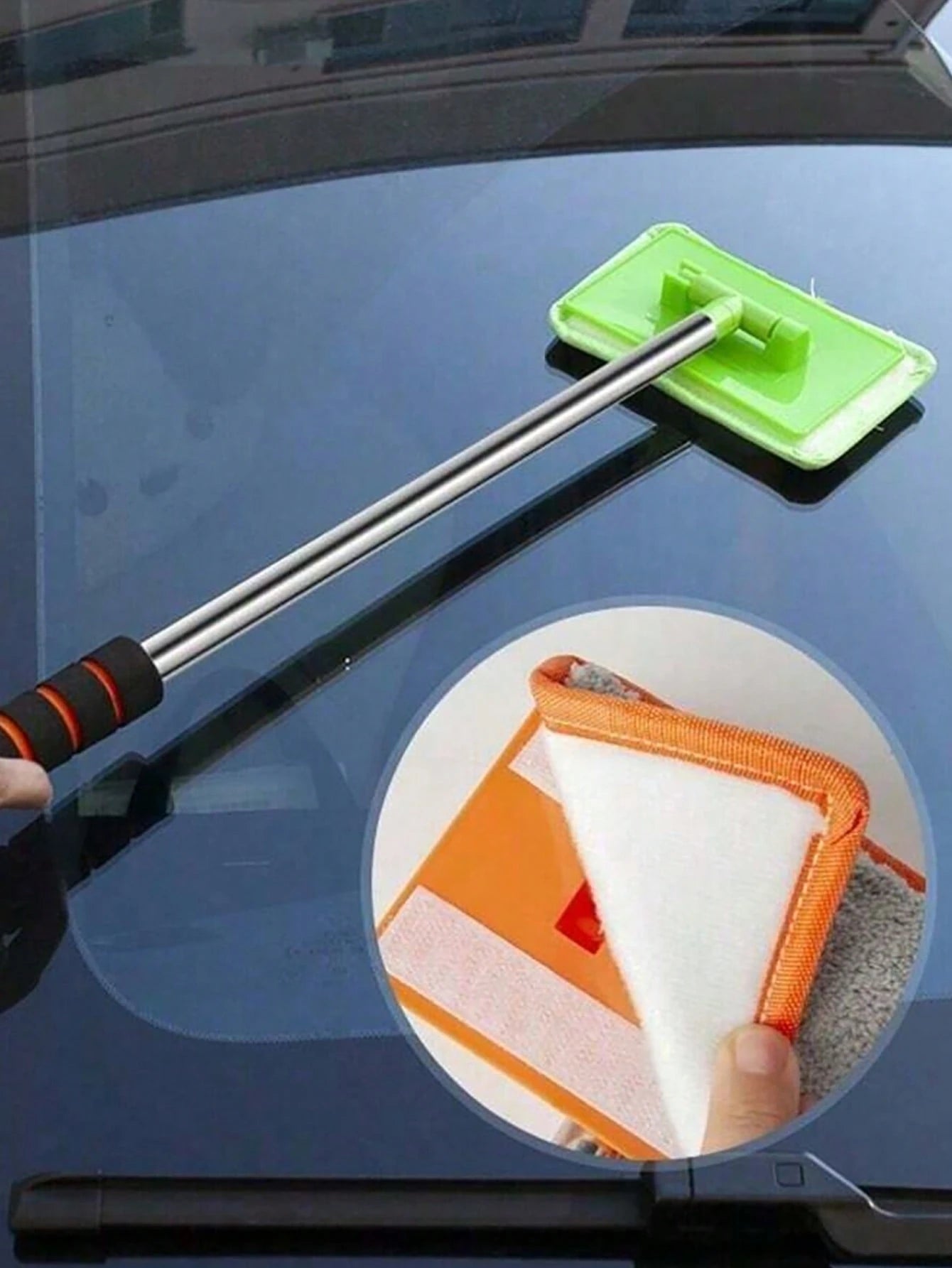 1/3/4pcs Retractable Windshield Cleaning Tool Set, Multi-Functional Car Cleaning Supplies, Telescopic Car Glass Cleaning Brush With Metal Pole And Detachable Washable Microfiber Cloth, For Interior Gl