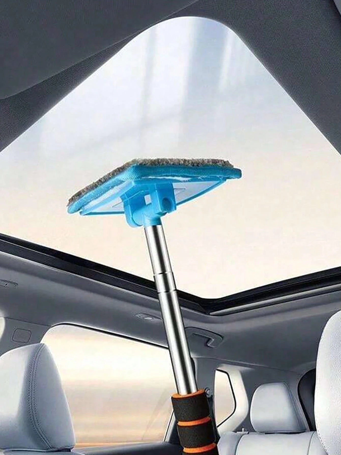 1/3/4pcs Retractable Windshield Cleaning Tool Set, Multi-Functional Car Cleaning Supplies, Telescopic Car Glass Cleaning Brush With Metal Pole And Detachable Washable Microfiber Cloth, For Interior Gl