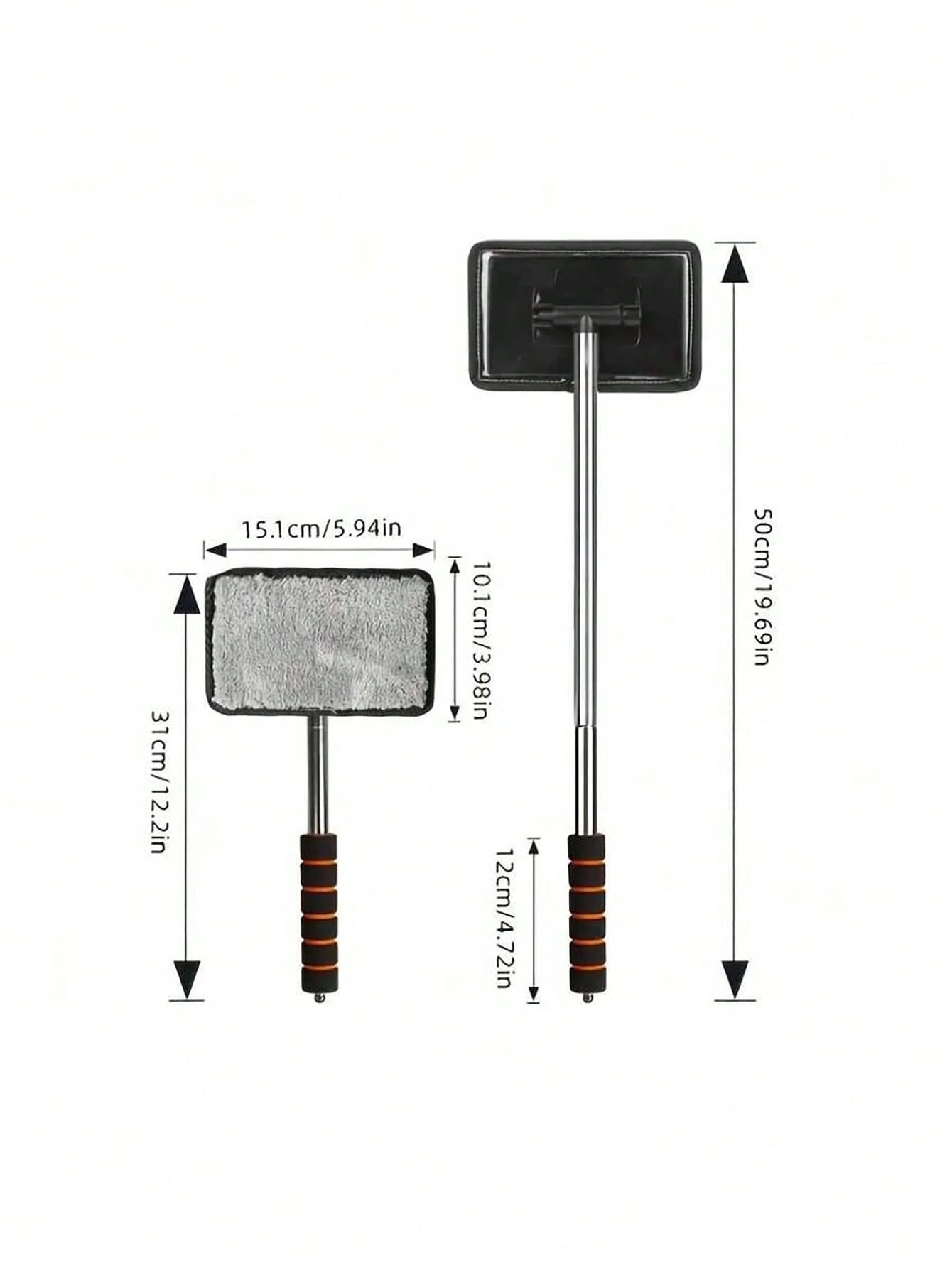 1/3/4pcs Retractable Windshield Cleaning Tool Set, Multi-Functional Car Cleaning Supplies, Telescopic Car Glass Cleaning Brush With Metal Pole And Detachable Washable Microfiber Cloth, For Interior Gl