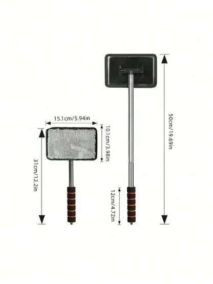 1/3/4pcs Retractable Windshield Cleaning Tool Set, Multi-Functional Car Cleaning Supplies, Telescopic Car Glass Cleaning Brush With Metal Pole And Detachable Washable Microfiber Cloth, For Interior Gl