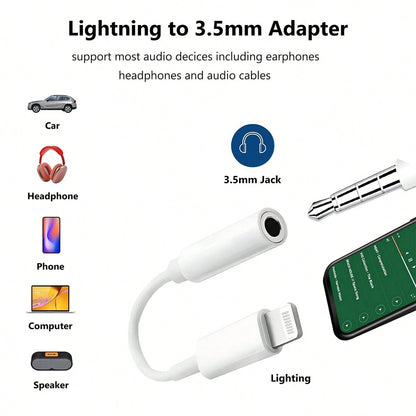 1/3pcs Lightning To 3.5mm Audio Adapter, Compatible With IPhone 14 13 12 11 Series Phones, Lightning Port To Headphone Jack Converter Cable
