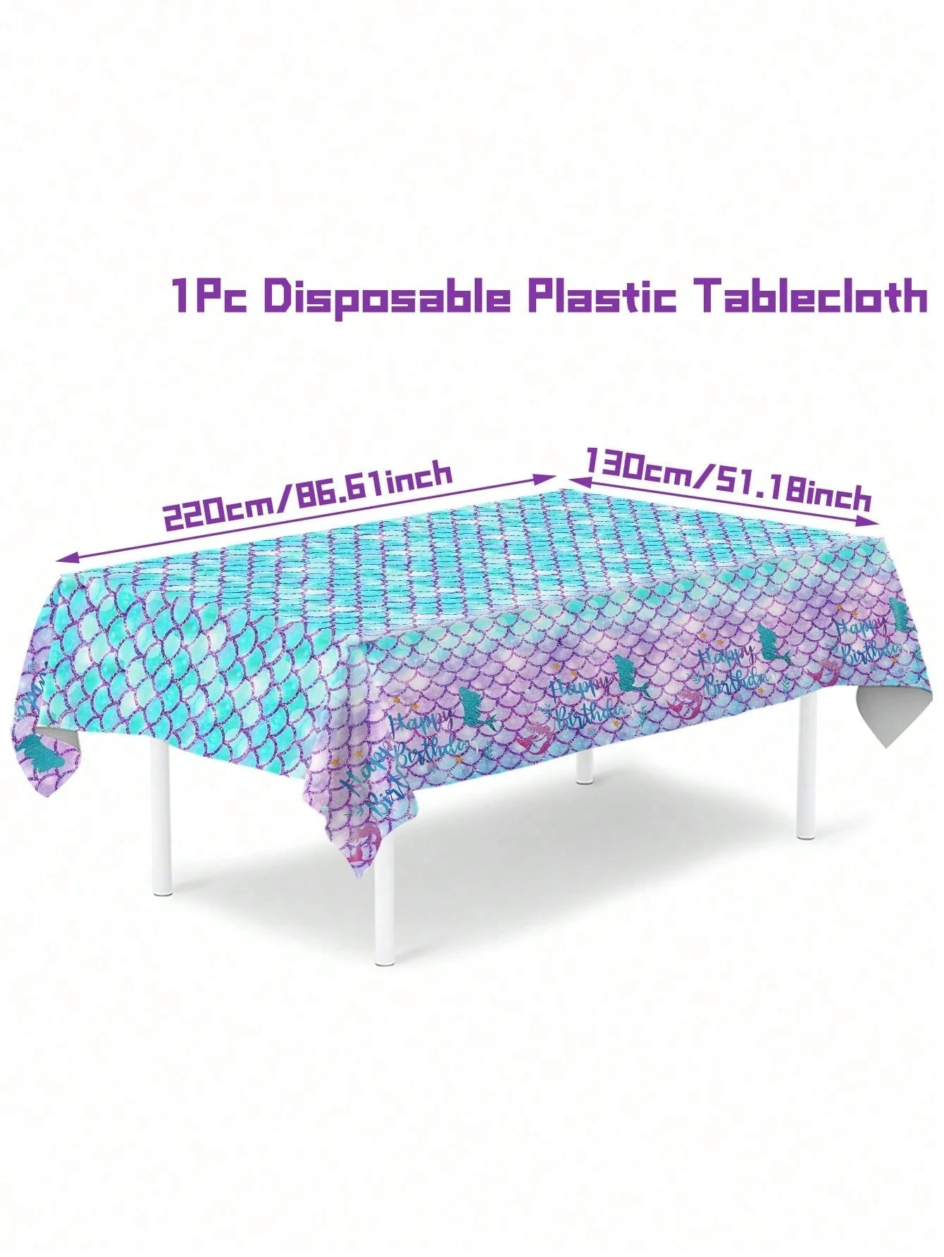 1/3pcs Mermaid Theme Tablecloth, Size 130*220cm, Mermaid Birthday Party Disposable Waterproof Tablecloth, Happy Birthday Table Runner, 1st Birthday Party Decoration, Baby Shower Party Decoration, Gend