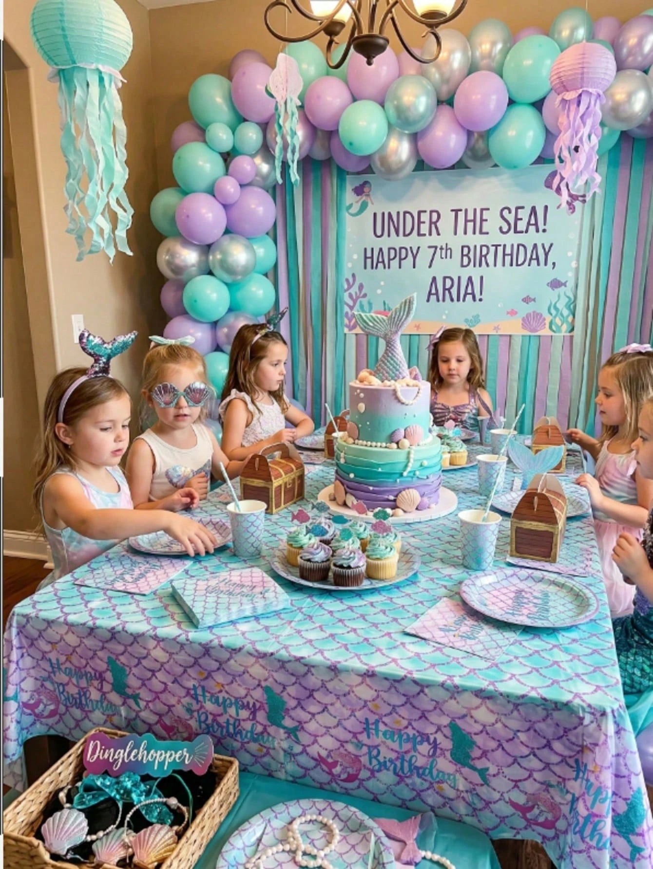 1/3pcs Mermaid Theme Tablecloth, Size 130*220cm, Mermaid Birthday Party Disposable Waterproof Tablecloth, Happy Birthday Table Runner, 1st Birthday Party Decoration, Baby Shower Party Decoration, Gend
