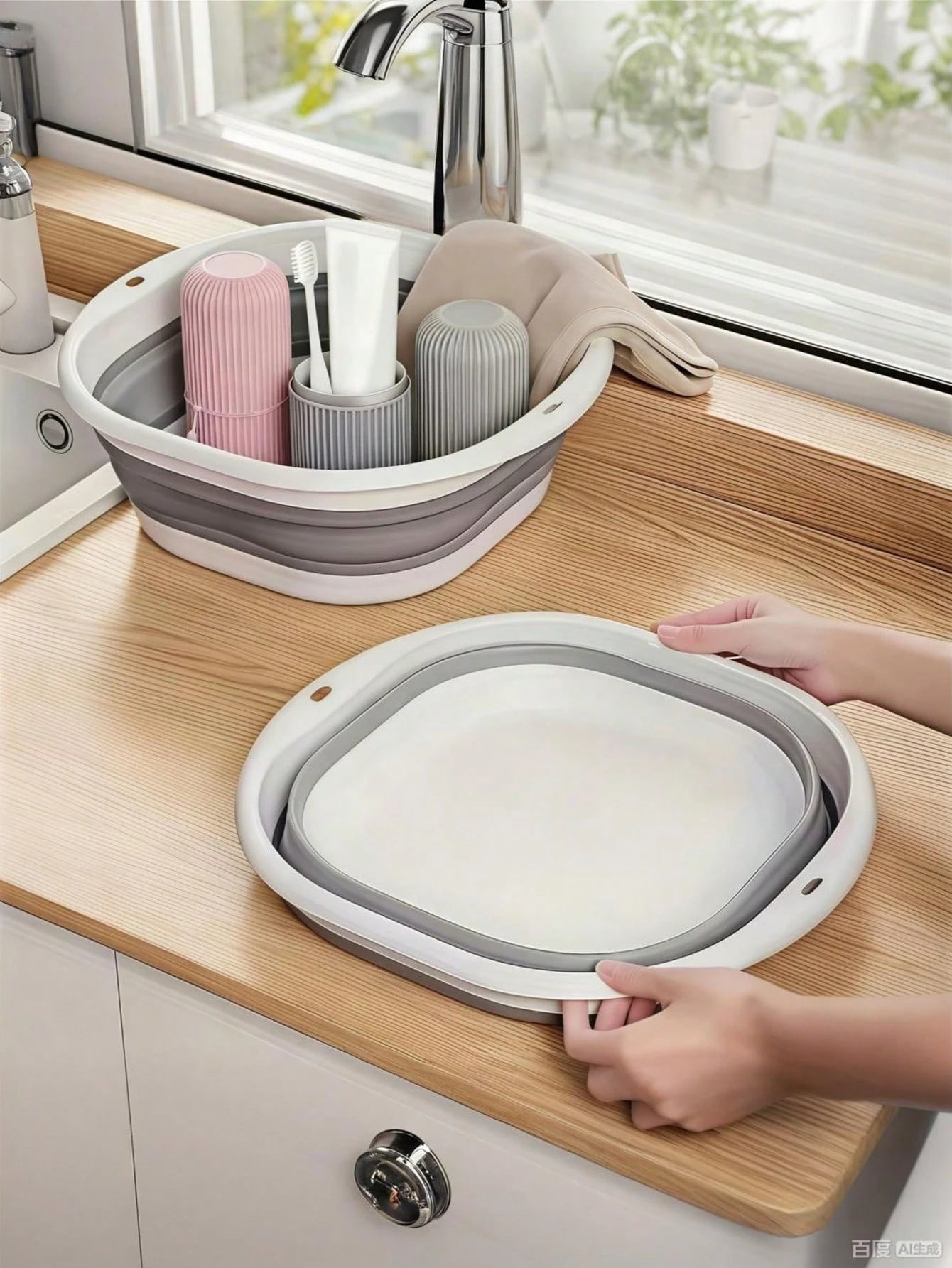 1/3pcs Portable Folding Wash Basin, Thickened Plastic Folding Basin, Travel Wash Basin, Multi-Functional Folding Wash Basin, Large Capacity Storage Basin, Durable, Space-Saving, Travel, Home, Outdoor
