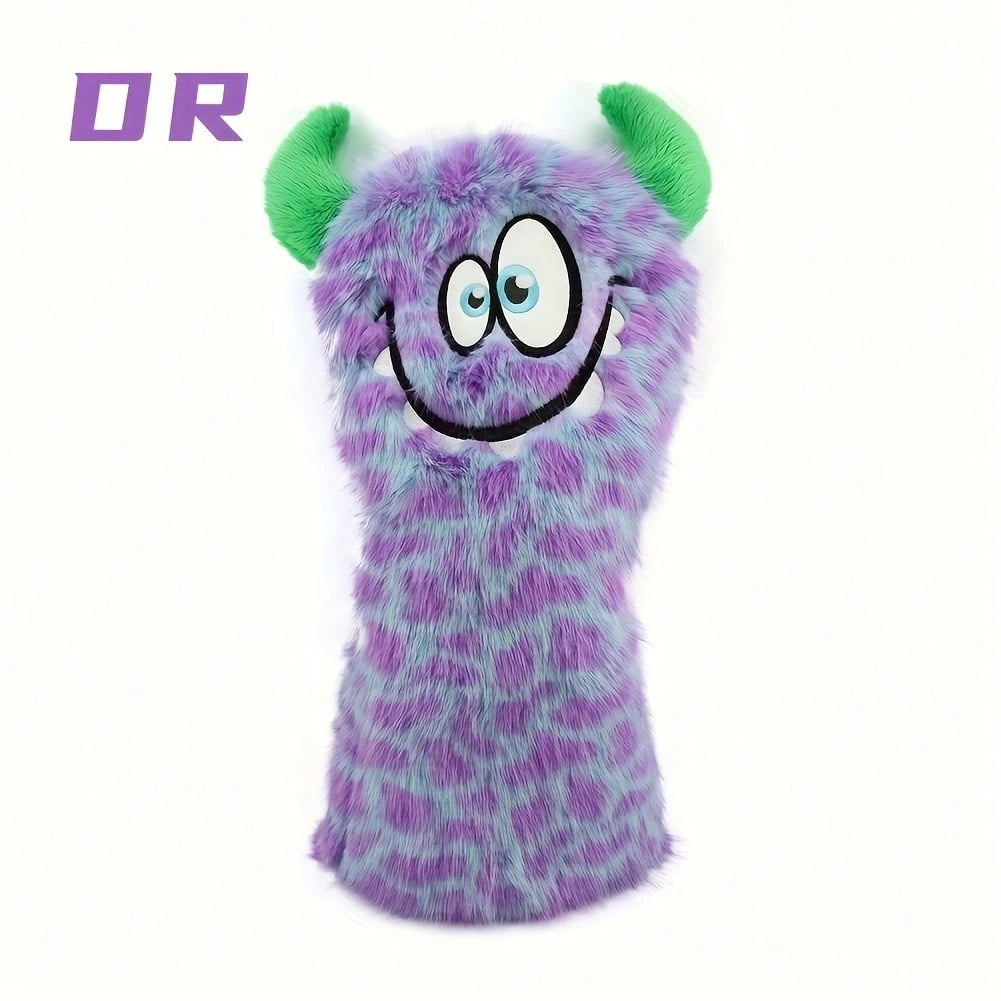 1/4pcs Funny Cartoon Animal Golf Club Head Covers, With Adjustable Number Tag- Made Of Faux Fur, Purple/Green- Protect Golf Clubs, Fit For Putter, Driver/Fairway Wood/Hybrid- Creative Golf Gift For