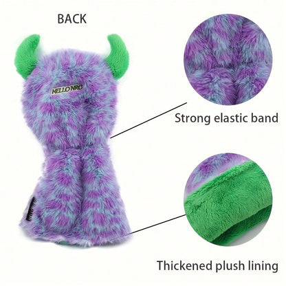 1/4pcs Funny Cartoon Animal Golf Club Head Covers, With Adjustable Number Tag- Made Of Faux Fur, Purple/Green- Protect Golf Clubs, Fit For Putter, Driver/Fairway Wood/Hybrid- Creative Golf Gift For