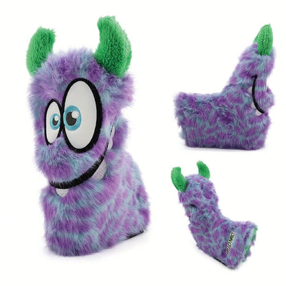 1/4pcs Funny Cartoon Animal Golf Club Head Covers, With Adjustable Number Tag- Made Of Faux Fur, Purple/Green- Protect Golf Clubs, Fit For Putter, Driver/Fairway Wood/Hybrid- Creative Golf Gift For
