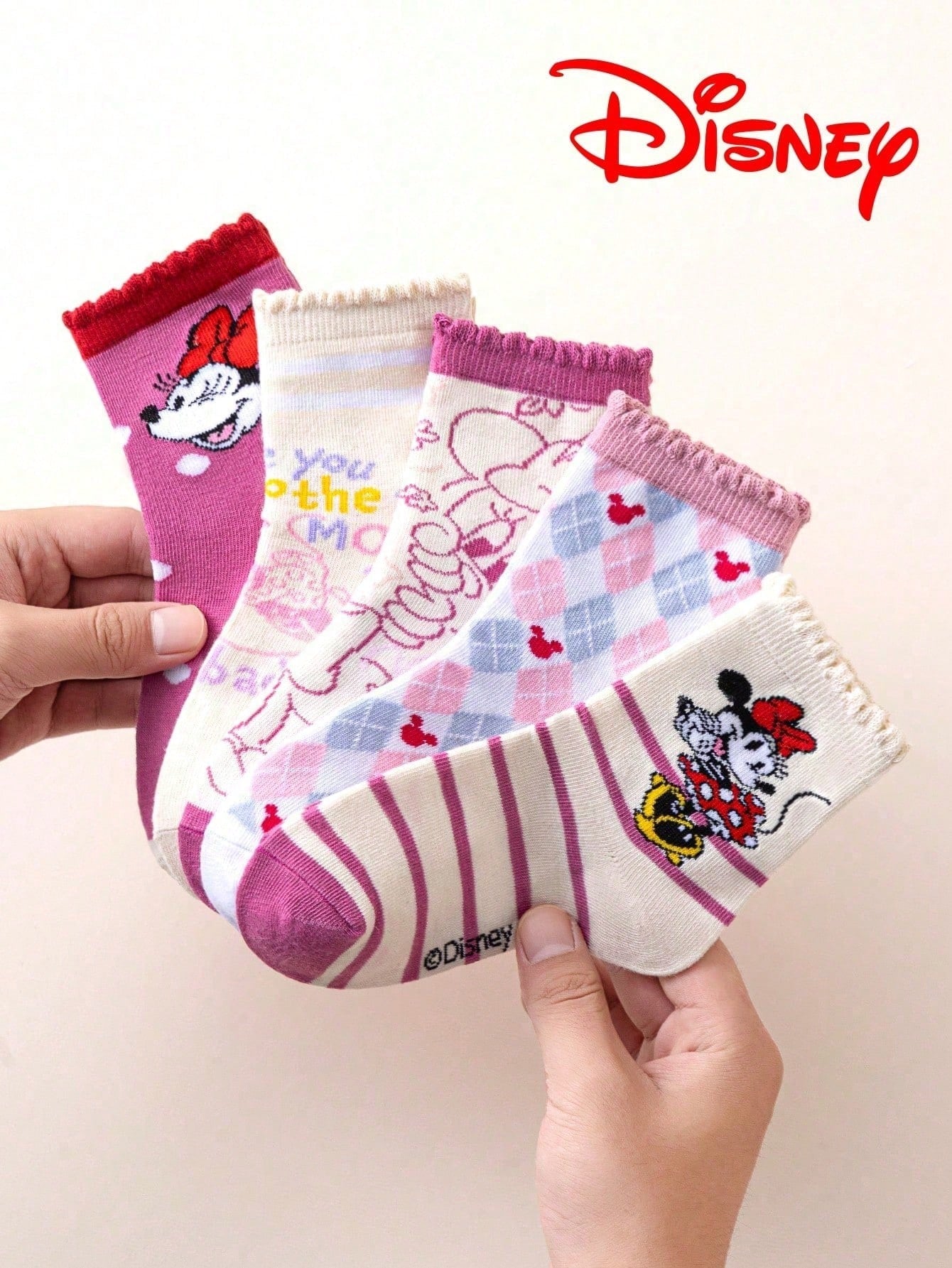 1/5/10 Pairs Disney Girls Mid-Calf Socks With Lace Trim, Christmas & Halloween Kids Socks