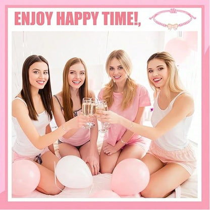 1/5/12/20/24/32pcs Pink Bow Bracelet Gift, Adjustable Woven Bracelet, Suitable For Birthday, Wedding, Baby Shower, Gender Reveal Party, Party Favor