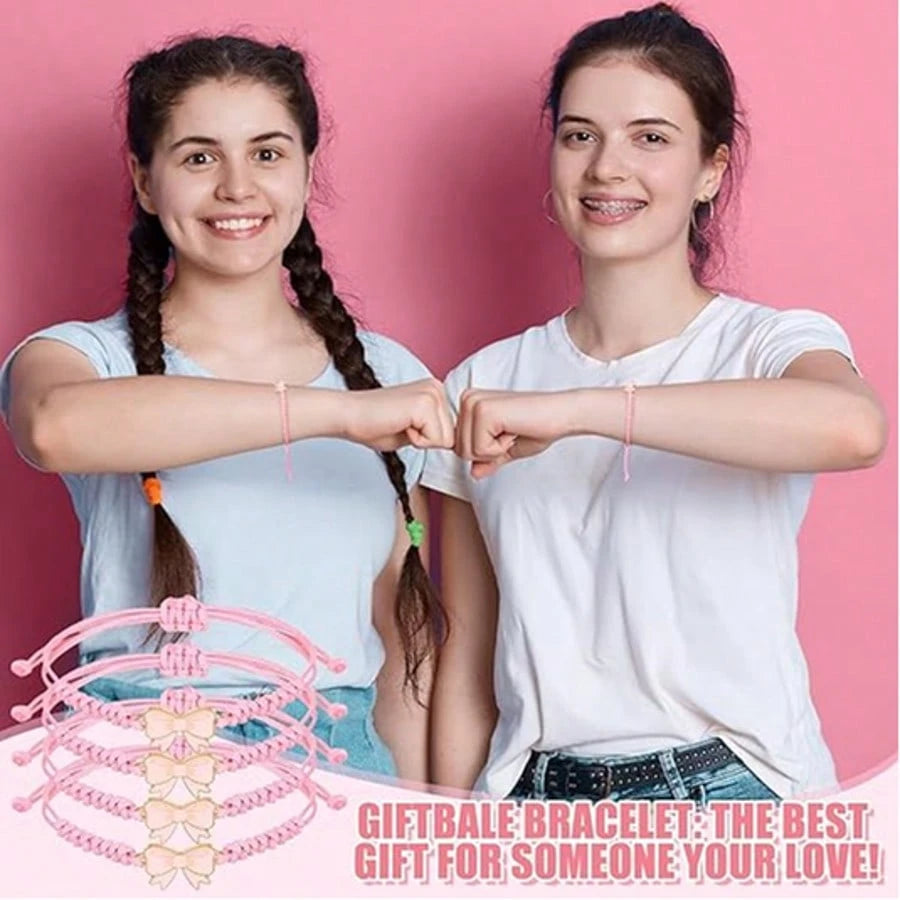 1/5/12/20/24/32pcs Pink Bow Bracelet Gift, Adjustable Woven Bracelet, Suitable For Birthday, Wedding, Baby Shower, Gender Reveal Party, Party Favor