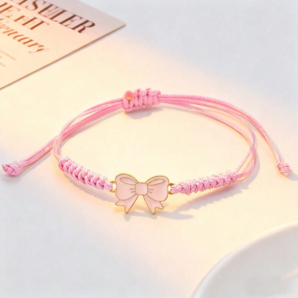 1/5/12/20/24/32pcs Pink Bow Bracelet Gift, Adjustable Woven Bracelet, Suitable For Birthday, Wedding, Baby Shower, Gender Reveal Party, Party Favor