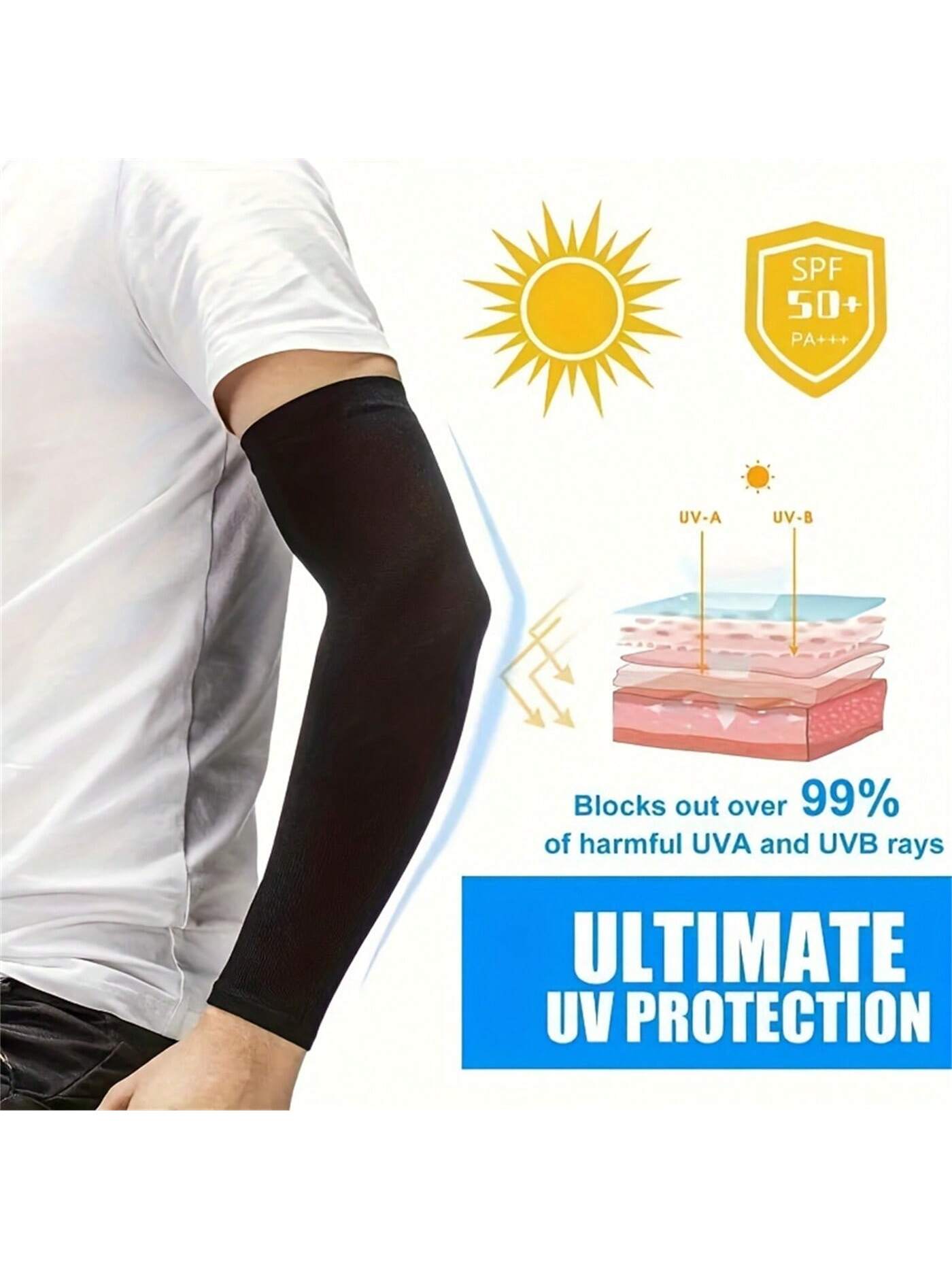 1~5pairs Arm Guard Sleeve Warmer Men Sports Sleeves Sun UV Protection Hand Cover Support Running Fishing Cycling Ski Arm Warmers Autumn Outfits Halloween Costumes Black Arm Sleeve Gifts For Men,Summer
