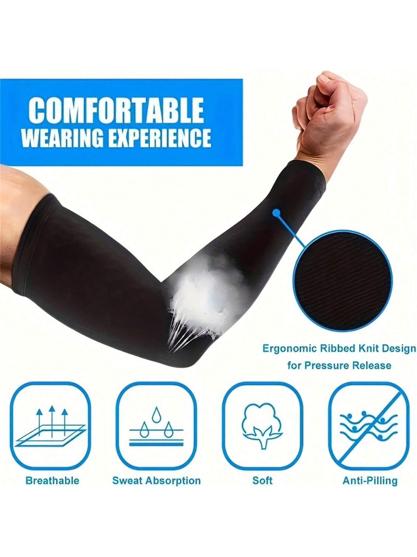1~5pairs Arm Guard Sleeve Warmer Men Sports Sleeves Sun UV Protection Hand Cover Support Running Fishing Cycling Ski Arm Warmers Autumn Outfits Halloween Costumes Black Arm Sleeve Gifts For Men,Summer