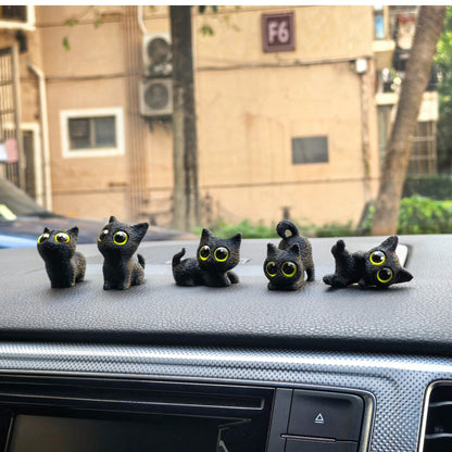 1/5pcs Cute Black Cat Car Decor, Girls Car Accessories, Car Decoration Ornament, Center Console, Rearview Mirror Decoration, Super Adorable Small Ornament, Warm Small Ornament, Car Interior Essential