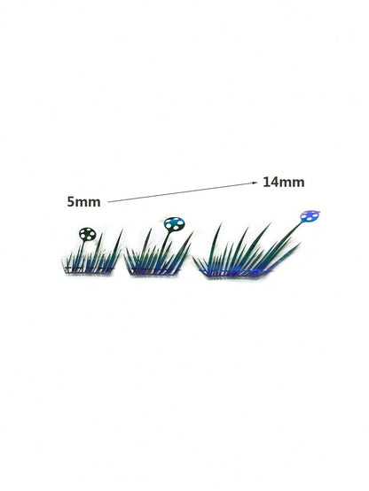 1 Box 6-Row 36pcs Football Theme Segmented False Eyelashes, Blue Laser Gradient Color Single Cluster Eyelashes, Exaggerated Color Style For Party, COSPLAY, Studio Creative Photography