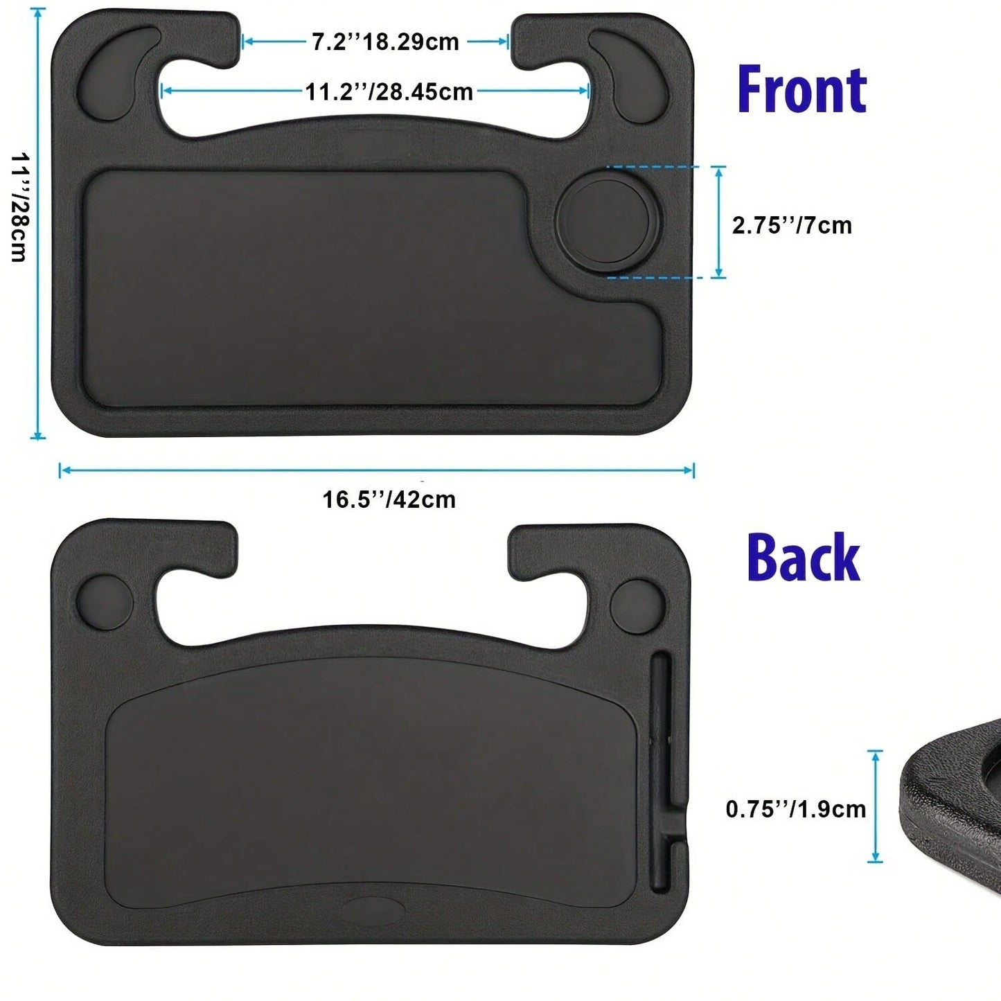 1 Car Tray Table- Double-Sided Adjustable, Car Steering Wheel Table, Multi-Purpose Travel Car Accessory, Multi-Function Drink/Food Holder- In-Car Dining, Work And Video Recording