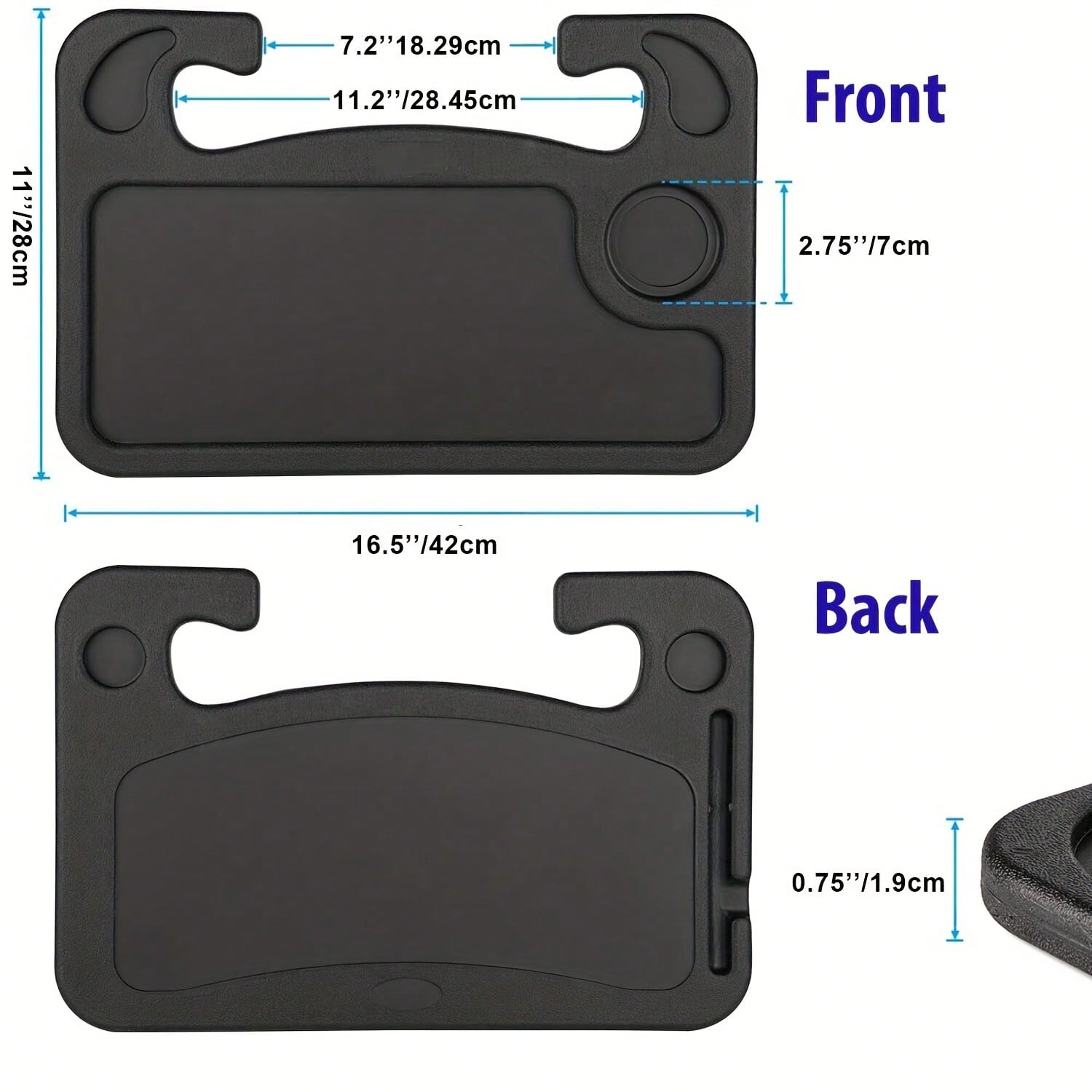 1 Car Tray Table- Double-Sided Adjustable, Car Steering Wheel Table, Multi-Purpose Travel Car Accessory, Multi-Function Drink/Food Holder- In-Car Dining, Work And Video Recording