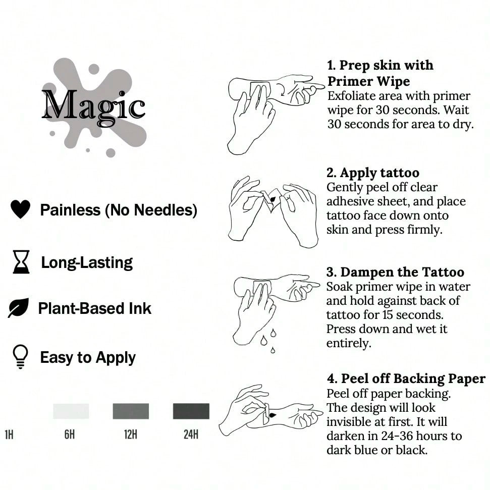 1 Kit "Floral Manta Ray" New Technology Tattoo Sticker, Semi-Permanent, Fine-Line, Ocean-Inspired, Floral, Temporary Tattoo, Fake Tattoo, Waterproof & Long-Lasting Realistic Design, Plant-Based Formul