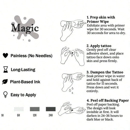 1 Kit "Floral Manta Ray" New Technology Tattoo Sticker, Semi-Permanent, Fine-Line, Ocean-Inspired, Floral, Temporary Tattoo, Fake Tattoo, Waterproof & Long-Lasting Realistic Design, Plant-Based Formul