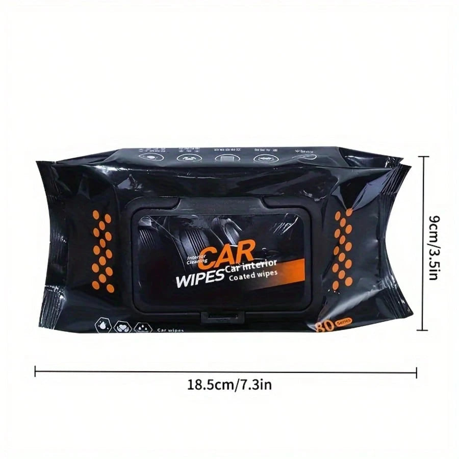 1 Pack Of 80-Pc Automotive Interior Cleaning Wet Wipes- For Leather Cleaning, Stain Removal, No Residue, Car Cleaning Wipes,Car Accessories