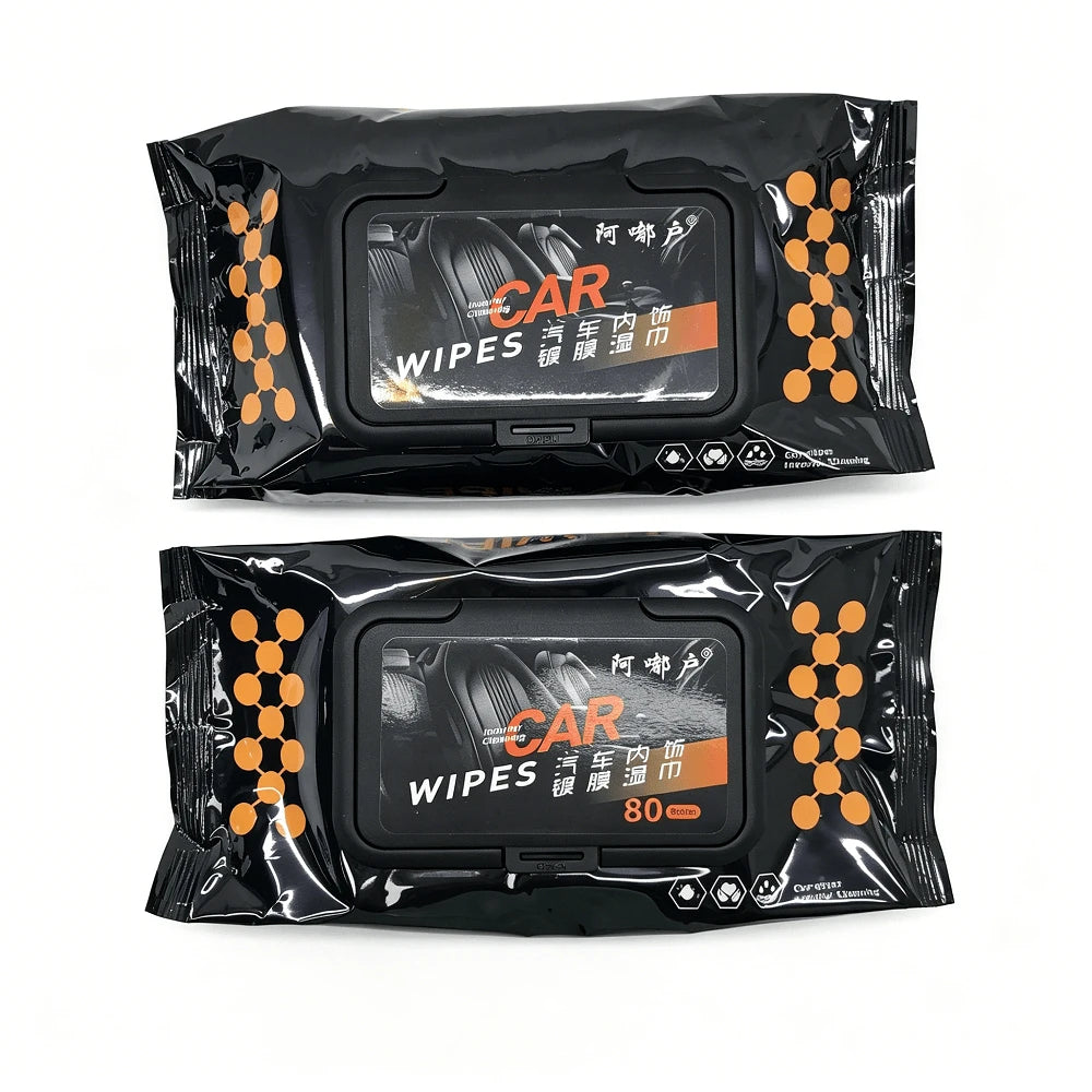 1 Pack Of 80-Pc Automotive Interior Cleaning Wet Wipes- For Leather Cleaning, Stain Removal, No Residue, Car Cleaning Wipes,Car Accessories
