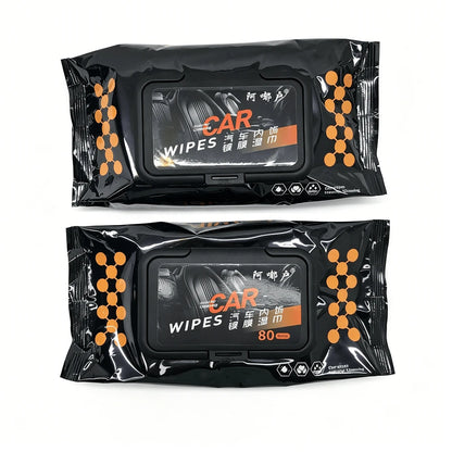 1 Pack Of 80-Pc Automotive Interior Cleaning Wet Wipes- For Leather Cleaning, Stain Removal, No Residue, Car Cleaning Wipes,Car Accessories