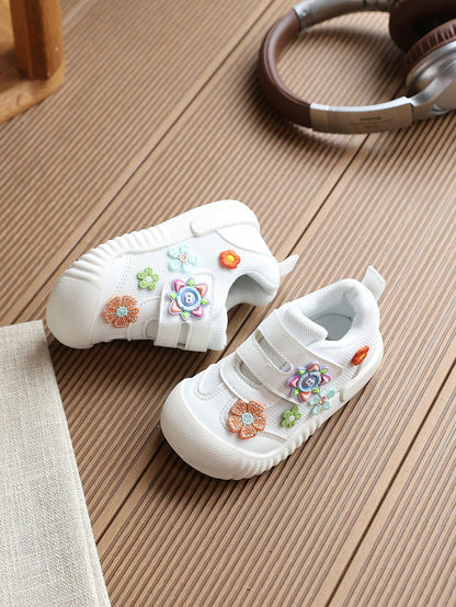 1 Pair Baby Girls Soft Sole Walking Shoes, Spring/Summer Cartoon Closed-Toe Shoes